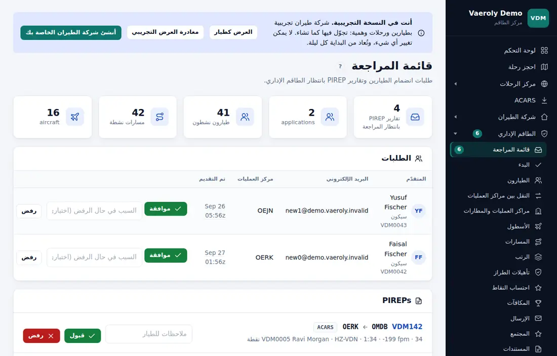 قائمة المراجعة في شركة الطيران التجريبية