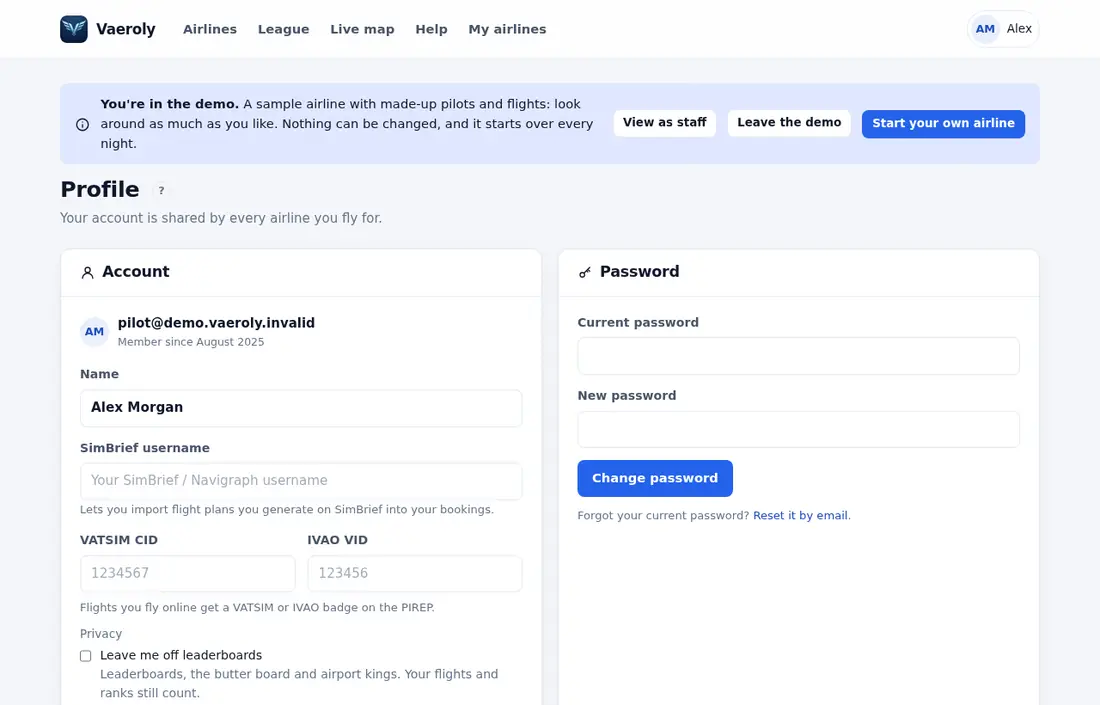Your profile page